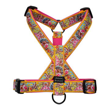 Geel band fuchsia voering